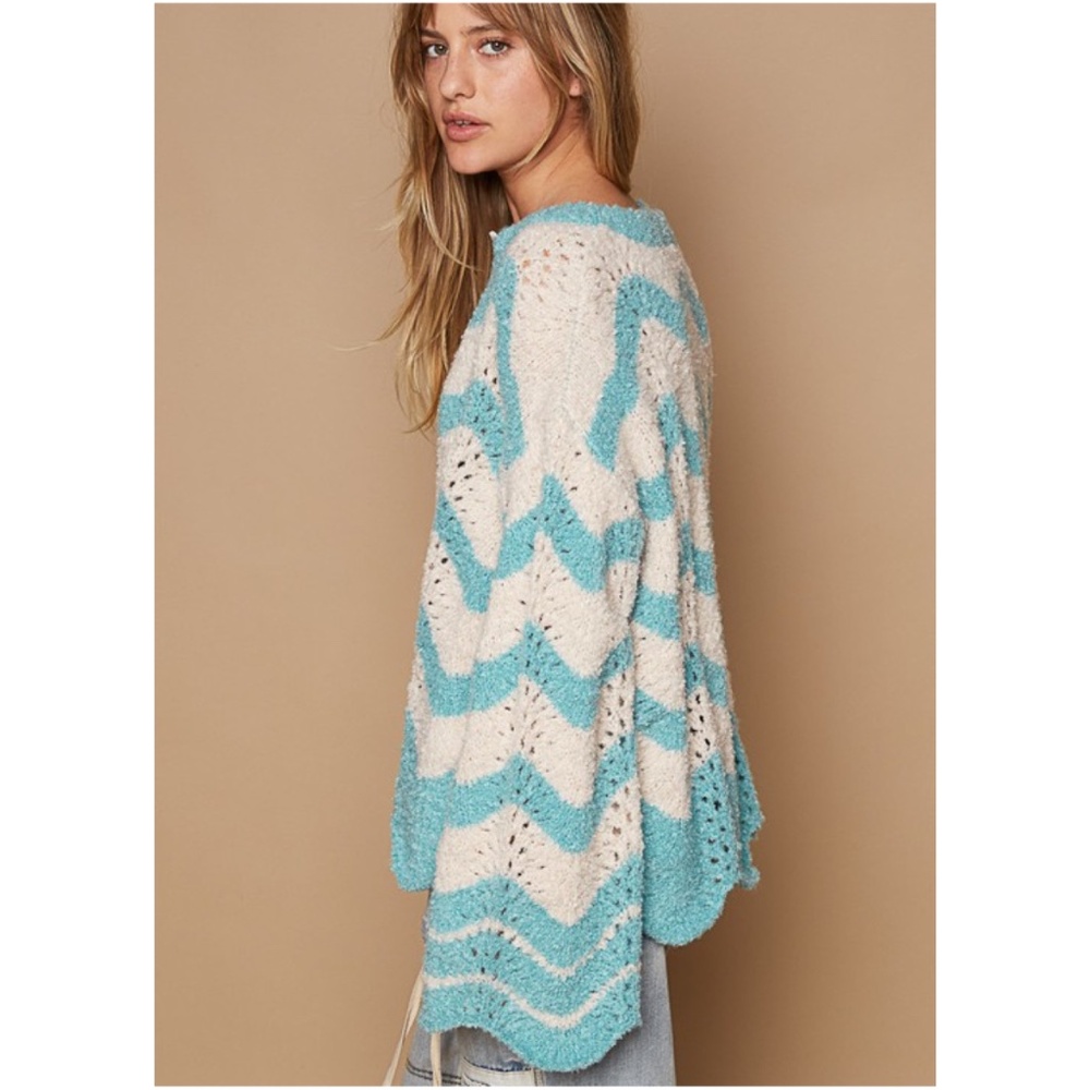 Pol Cozy Color Block Notched Neck Oversized Sweat… - image 3